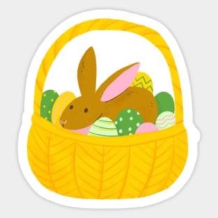 Easter Bunny in a basket of eggs Sticker